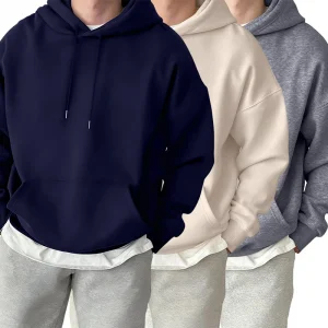 Fashion Solid Sweatshirt Sport Comfy Tracksuit Fleece Autumn Hoodies Man Basics Warm Streetwear Casual Jogging Clothes Unisex